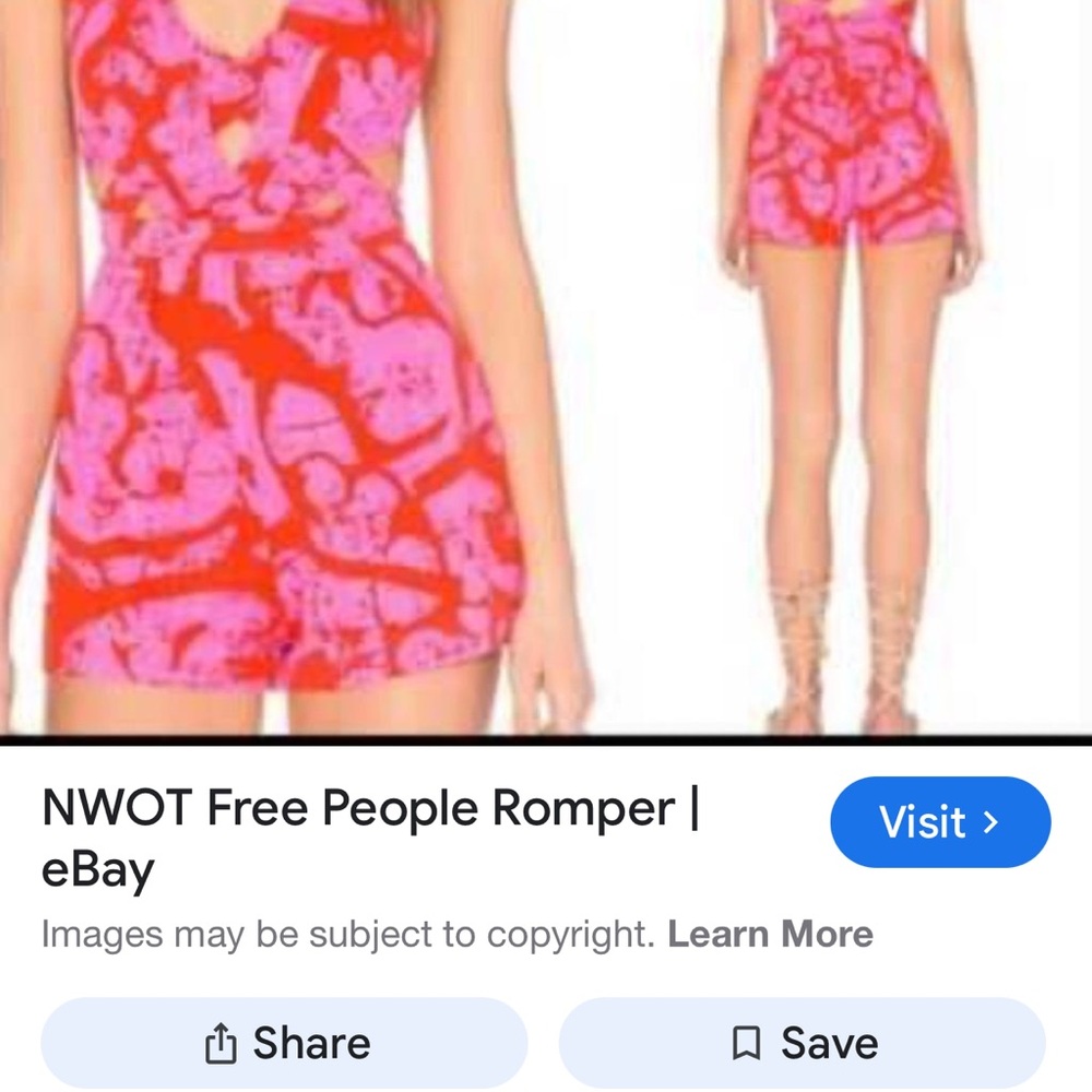 Free People Pink and Red Romper